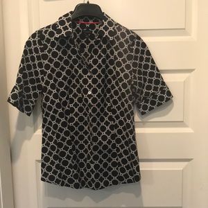 Black and White Collared Blouse